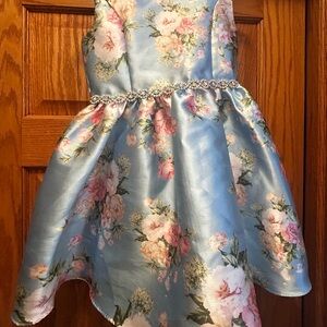 Rare Editions Blue Floral Kids Dress